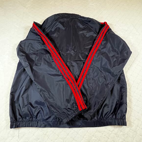 Adidas Trefoil Logo Windbreaker Jacket Vintage Roll Up Hood Blue excellent cond - Picture 5 of 8